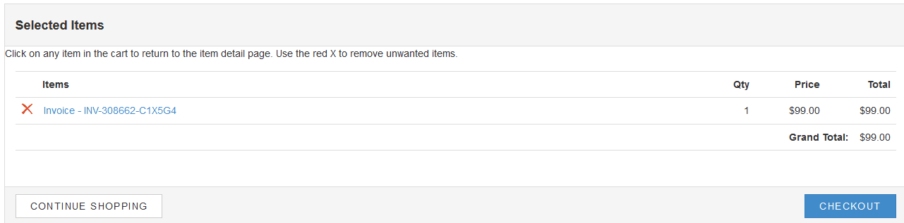 checkout cart sample
