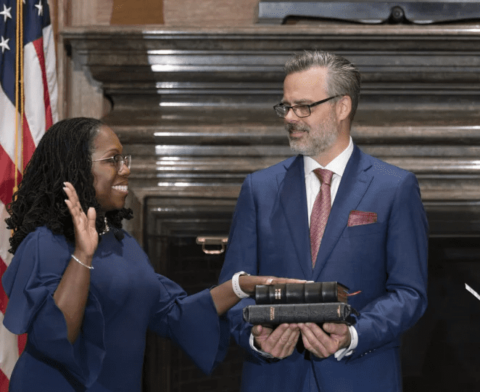 Ketanji Brown Jackson being sworn in to the U.S. Supreme Court