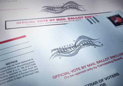 Voting ballot: Absentee voting by mail with ballot envelope