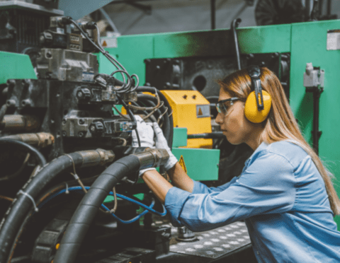 Engineer working on vehicle