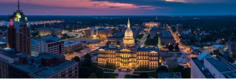 Michigan capitol building at night