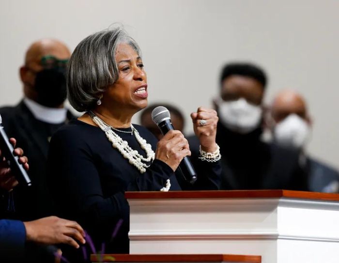 U.S. Rep. Brenda Lawrence speaks during the funeral of Patrick Lyoya.