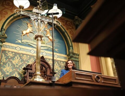 Gov. Gretchen Whitmer at the Michigan State Capitol Building