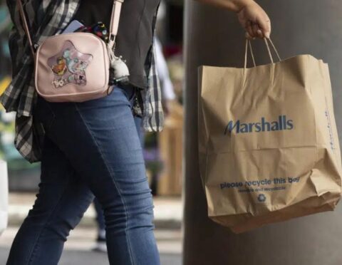 A consumer holding a Marshalls shopping bag