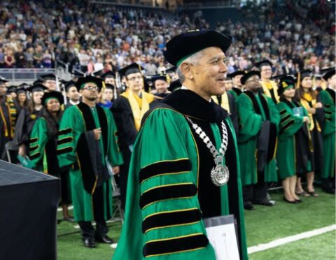 M. Roy Wilson at a Wayne State University graduation ceremony