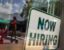 Now hiring sign
