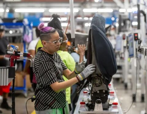 Seats for Ford vehicles are assembled at LM Manufacturing in Detroit