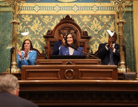 Gov. Whitmer speaking at the 2024 State of the State address