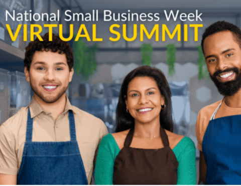three small business owners posing for photo for the 2024 national small business week virtual summit