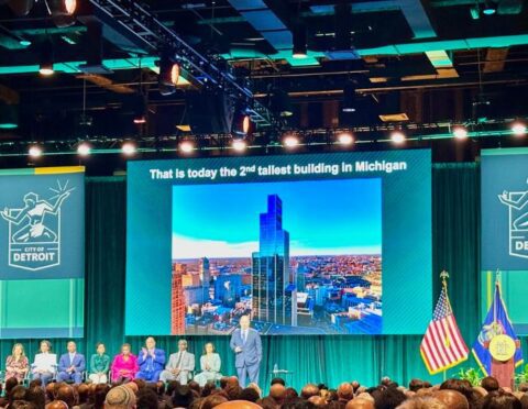 Mayor Mike Duggan speaking at the 2025 State of the City address