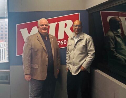 Sandy K. Baruah and Glenn Stevens Jr. at WJR 760 AM's studio