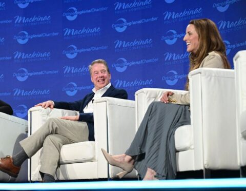 Bill Ford and Alexandra Ford English on the 2025 Mackinac Policy Conference stage