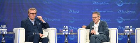 Devin Scillian and Ian Bremmer on the 2025 Mackinac Policy Conference Theatre Stage