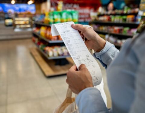 image of a receipt in a grocery store