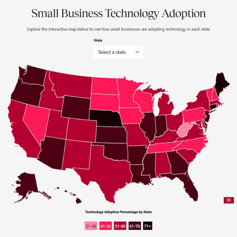 small business technology - ai adoption in small businesses map