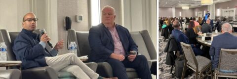 Sandy K. Baruah and Glenn Stevens Jr. speaking