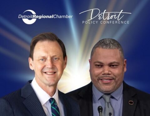 Duncan Aldred and Andre Gudger Detroit Policy Conference promotion graphic