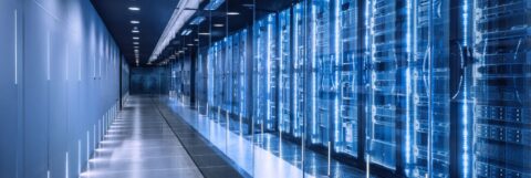 High-tech data center with server racks