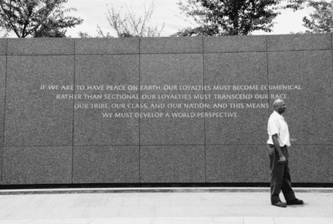 a monument with a MLK quote