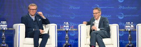 Ian Bremmer and Devin Scillian at the 2025 Mackinac Policy Conference