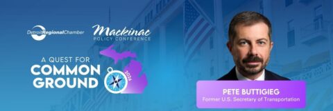 Pete Buttigieg Mackinac Policy Conference speaker graphic