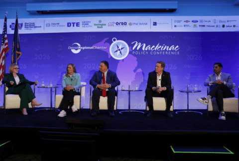 Zoe Clark, Winnie Brinks, Matt Hall, Aric Nesbitt, and Ranjeev Puri at 2026 Mackinac Policy Conference