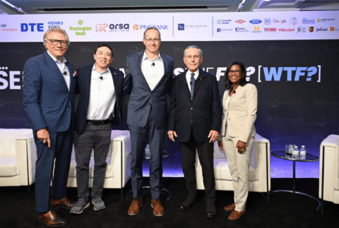 Devin Scillian, Andrew Yang, Garrick J. Rochow, Ambassador Jonh Rakolta Jr. (Ret.), and Joi Harris