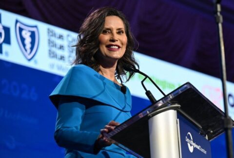 Gov. Gretchen Whitmer speaking at the 2026 Mackinac Policy Conference