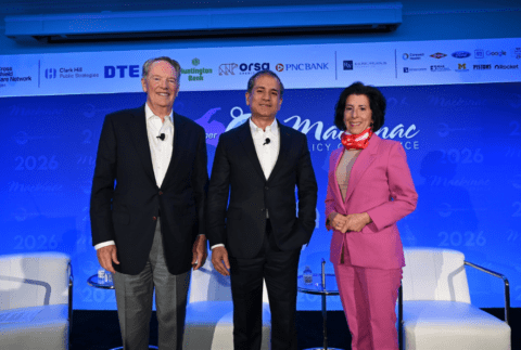 Robert Lighthizer, Gina Raimondo, and Shubham Singhal at 2026 Mackinac Policy Conference
