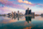 Detroit, Michigan, USA skyline on the Detroit River at dawn.