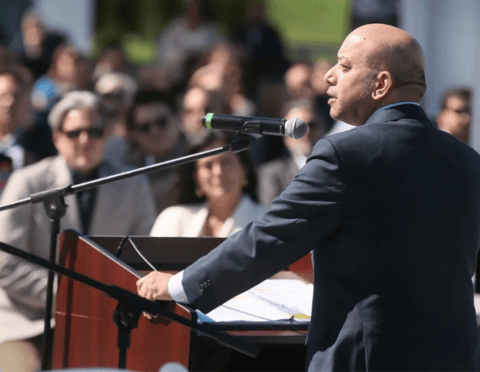 The Windsor Essex Chamber of Commerce held its 150th annual general meeting on Thursday, September 24, 2026 at the Legacy Beacon on the city waterfront. Guest speaker Sandy Baruah, President/CEO of the Detroit Regional Chamber speaks during the event.