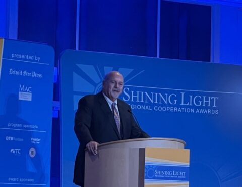 Bob Riney speaking at the 2026 Shining Light Awards ceremony